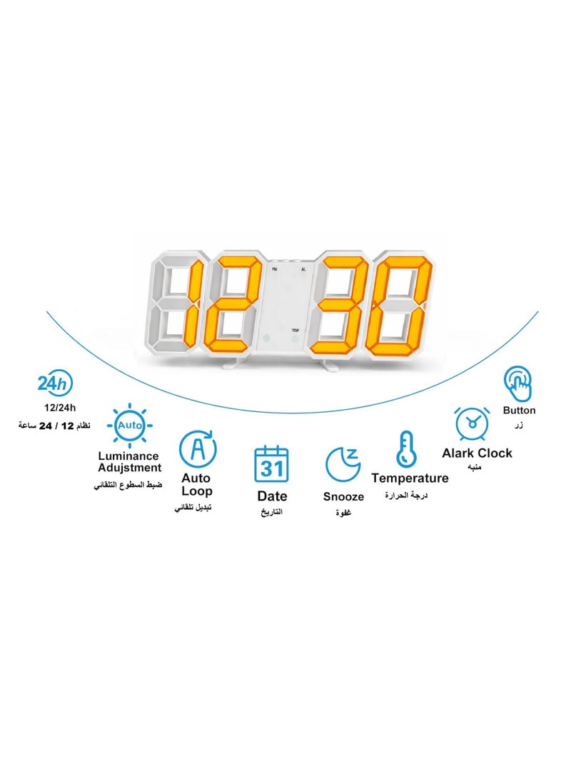 3D LED Digital Wall Clock – Time, Date & Temperature Display with Alarm, Auto Brightness & 12/24H Format - Image 3